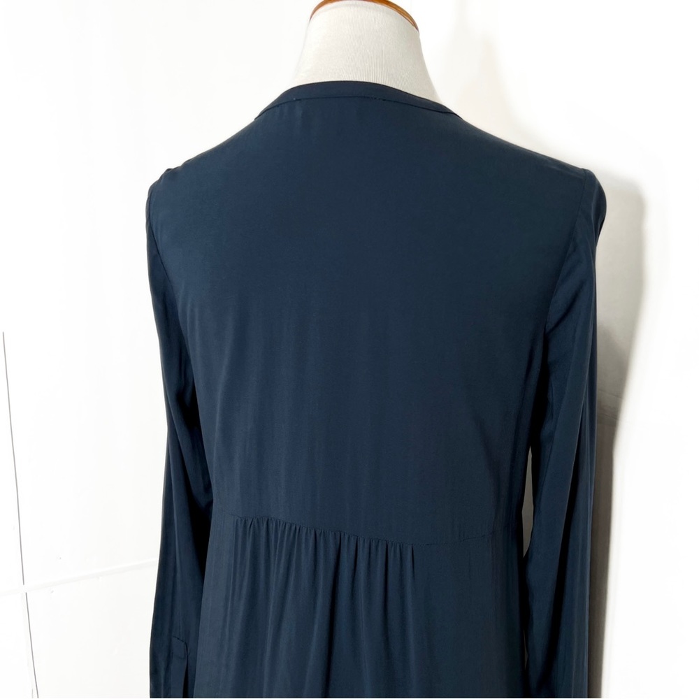 SOLD-J. Jill Navy Blue Smocked Long Sleeve Buttondown Tunic - Picture 7 of 10